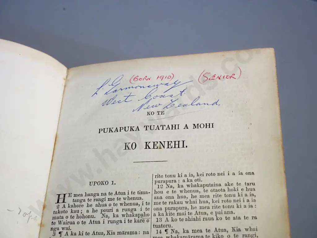 leather bound "Paiperi Tapu" translation of bible in Maori, published A.W.M. Watts 1868 - foxing, some separation to Image 1++