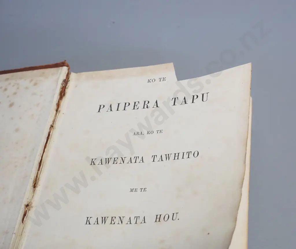 leather bound "Paiperi Tapu" translation of bible in Maori, published A.W.M. Watts 1868 - foxing, some separation to Image 1++
