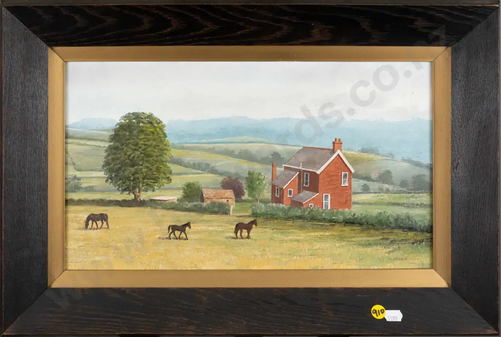 D McArthur - framed oil - countryside, Devon H-210 W-360 Image 1++