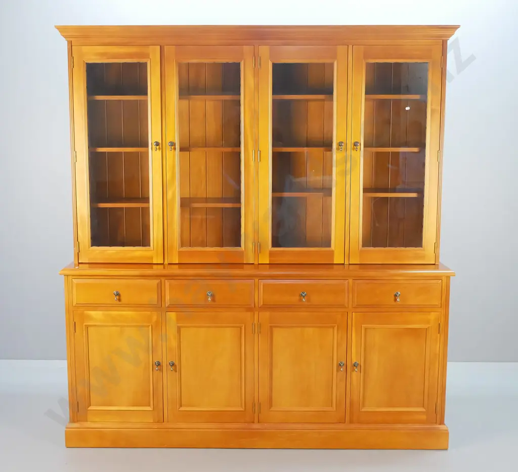 reproduction large kauri display-top sideboard w/4 doors & 4 drawers in base, 4 glazed doors on top H1990 W1830 D465 Image 1++