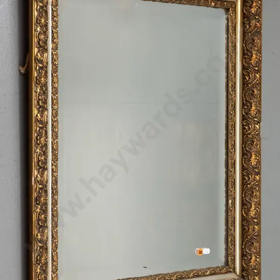 gilt framed bevelled edge wall mirror H-670 W-510 (slight damage to frame)