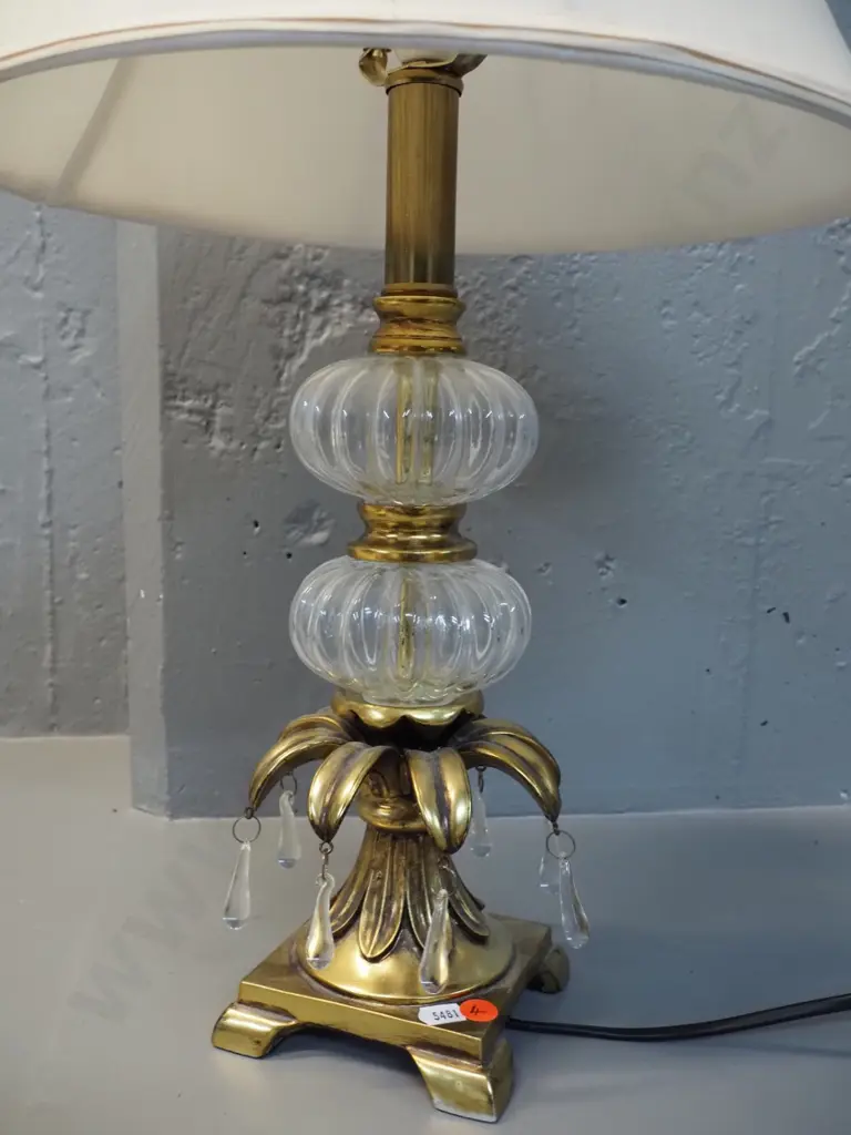 composite, metal and glass table lamp with hanging lustres H-600 Image 1++