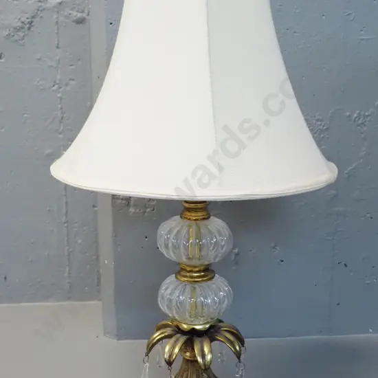 composite, metal and glass table lamp with hanging lustres H-600