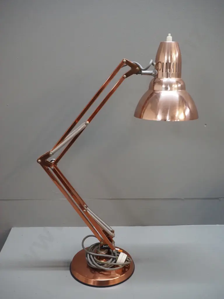 Gartner Superluxe anglepoise lamp w/ copper finish - minor rubbing / pitting to finish. H-680 as photographed Image 1++