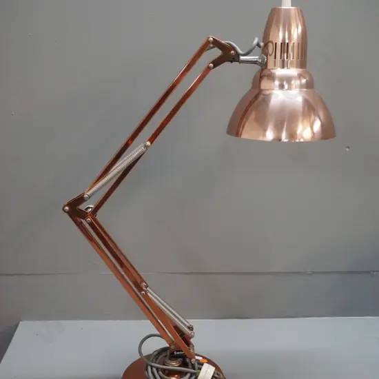 Gartner Superluxe anglepoise lamp w/ copper finish - minor rubbing / pitting to finish. H-680 as photographed