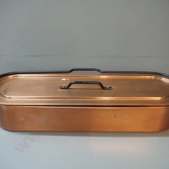 copper fish poacher with black finish metal handles H-125 L-660