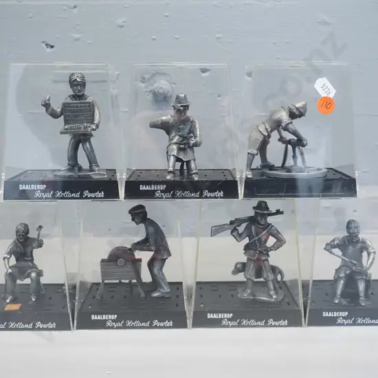 7 Royal Holland pewter Daalderop figurines - in plastic cases H-110
