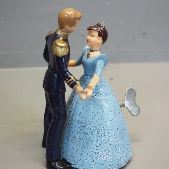vintage A. Wells & Co London Cinderella and Prince Charming wind-up mechanical dancing toy with original box H-130 - in