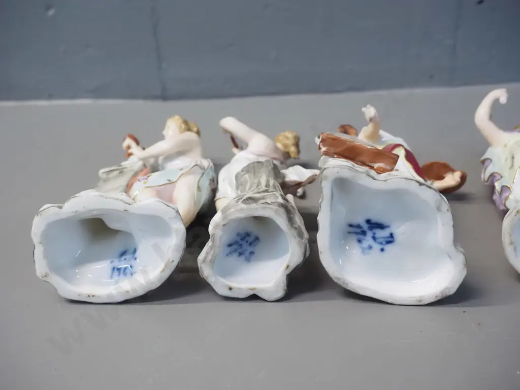 6 early German (Dresden?) classical style figurines, all but one with repairs or faults, tallest is H-125 Image 1++