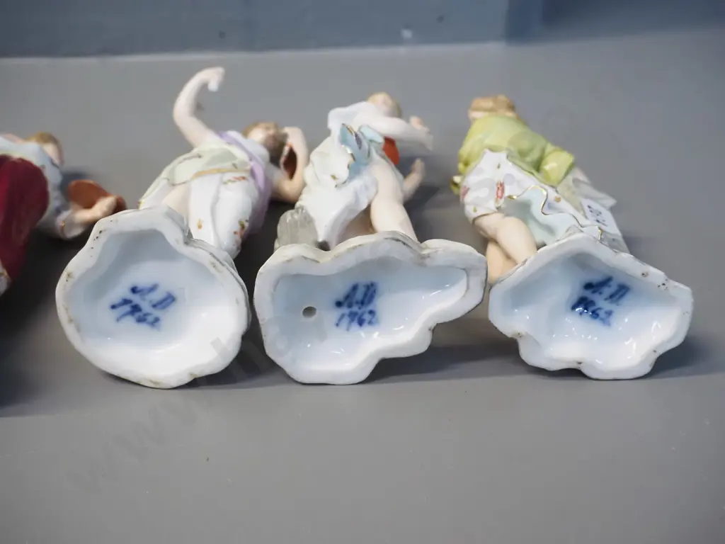 6 early German (Dresden?) classical style figurines, all but one with repairs or faults, tallest is H-125 Image 1++