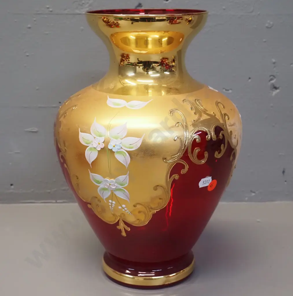 large red Venetian glass vase H-340 D-230 at widest Image 1++