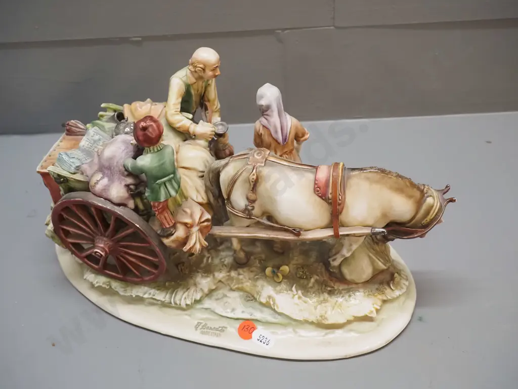 "A. Borsato" Italian porcelain figurine - family and cart H-200 L-330 Image 1++