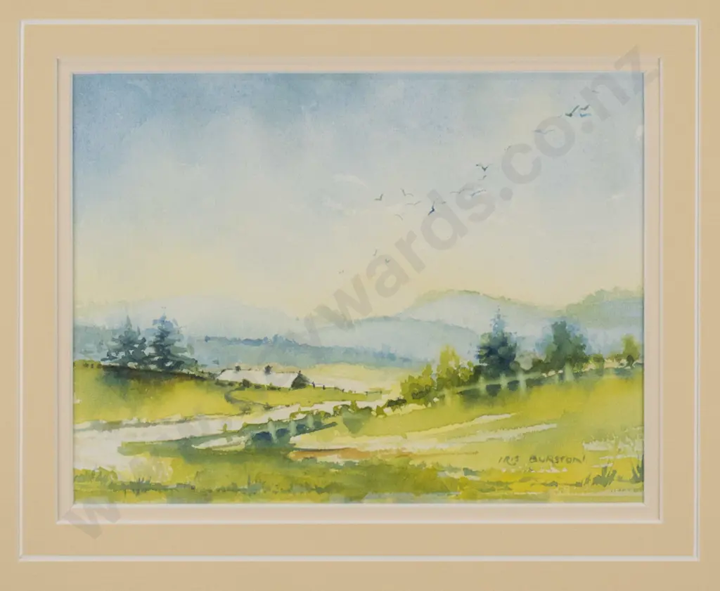 Iris Burton - framed watercolour H-150 W-200 Image 1++