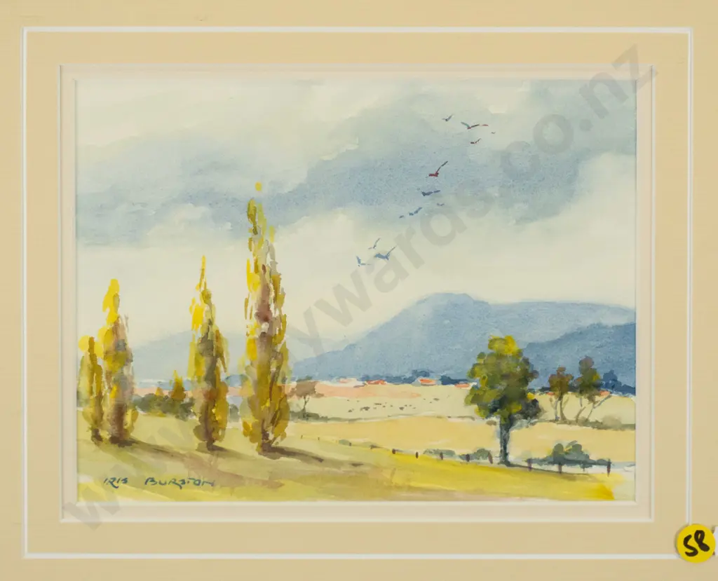 Iris Burton - framed watercolour  - landscape H-150 W-200 Image 1++