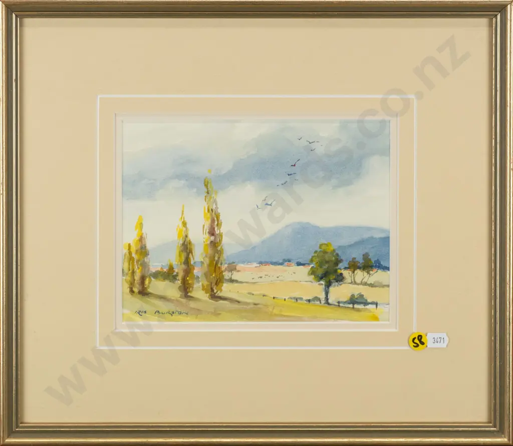 Iris Burton - framed watercolour  - landscape H-150 W-200 Image 1++