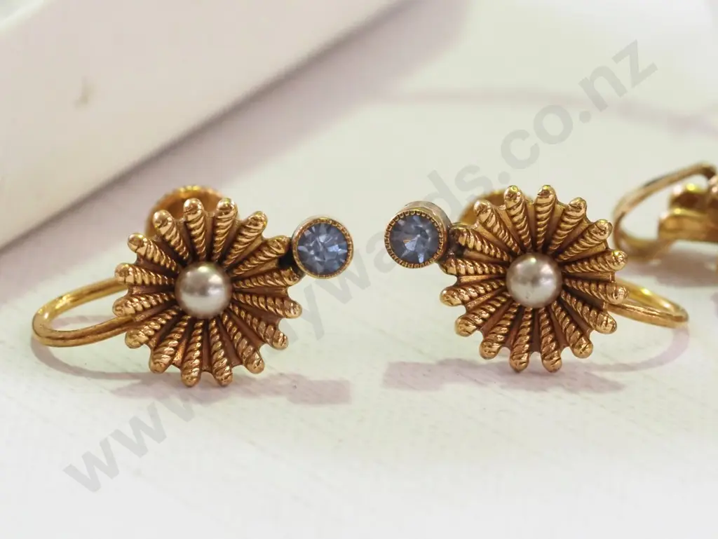 rolled gold necklace [no chain] & earrings [screw on] stamped German Image 1++