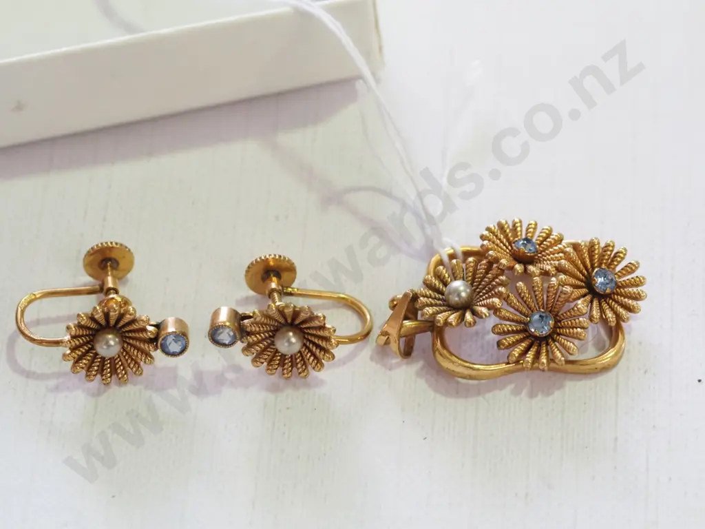 rolled gold necklace [no chain] & earrings [screw on] stamped German Image 1++