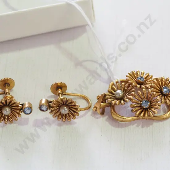 rolled gold necklace [no chain] & earrings [screw on] stamped German