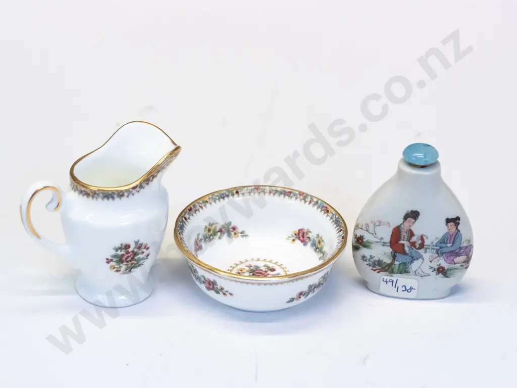 small Coalport jug & bowl set [jug 10mm high] & Asian scent bottle Image 1++