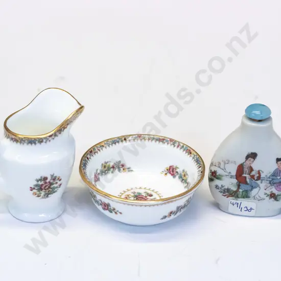 small Coalport jug & bowl set [jug 10mm high] & Asian scent bottle