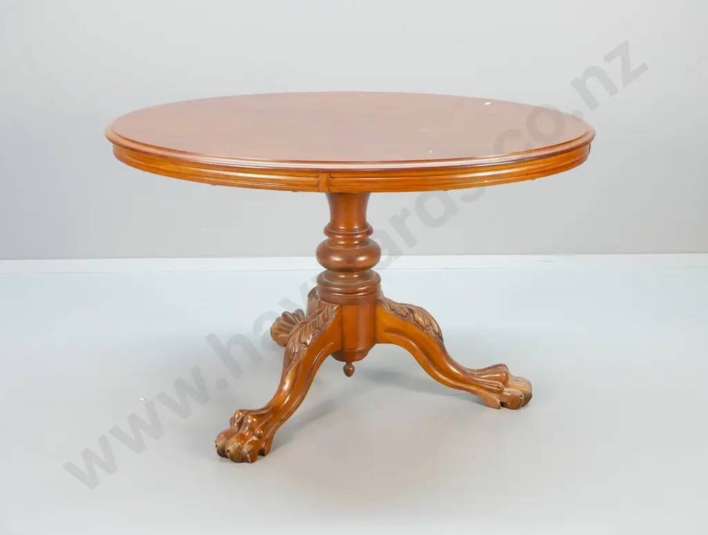mahogany claw and ball foot pedestal oval breakfast table H-750 W-1220 D-840 (some borer in legs) Image 1++