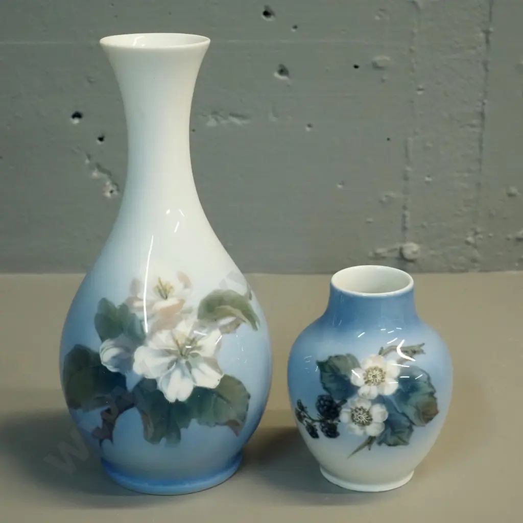 2 Royal Copenhagen apple blossom vases - larger is H-215 Image 1++