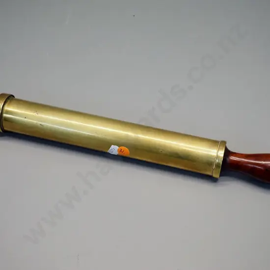 vintage Nesthill brass and timber grease gun L-390