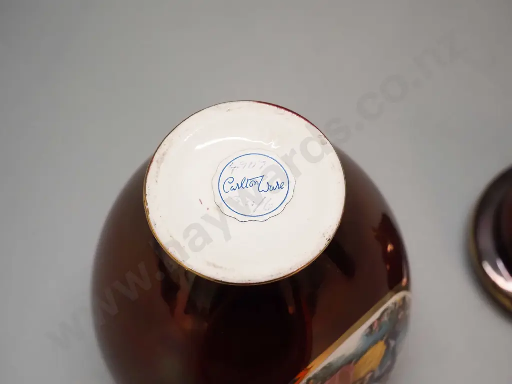 Carlton Ware rouge royal temple jar with classical scene painted medallions H-180 D-100 Image 1++