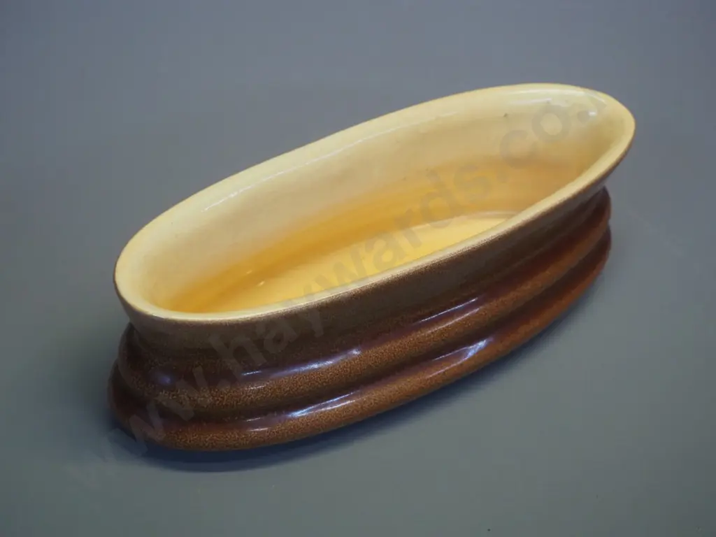 O.C. Stephens trough vase - brown with yellow interior H-70 L-210 Image 1++