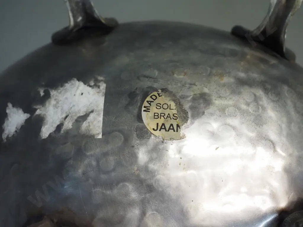 silver plated brass pierced and pressed footed bowl with lion's head handles - minor damage, slightly bent H-170 L-280 Image 1++