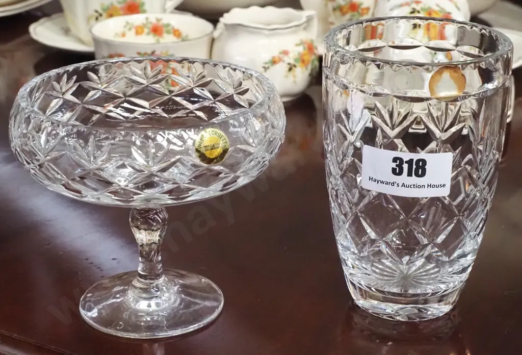 2 pieces of Webb Corbett - comport, vase H-160 Image 1++