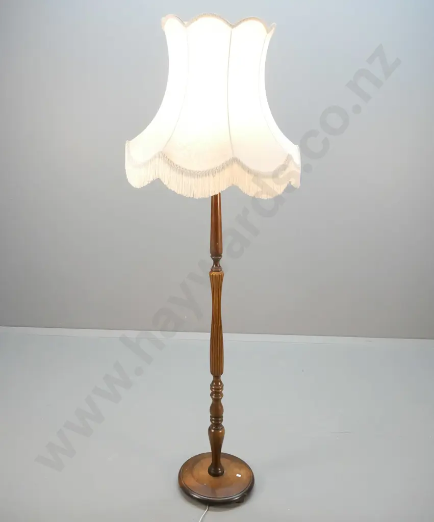 mahogany reeded standard lamp with waisted shade H-1670 Shade D-570 Image 1++