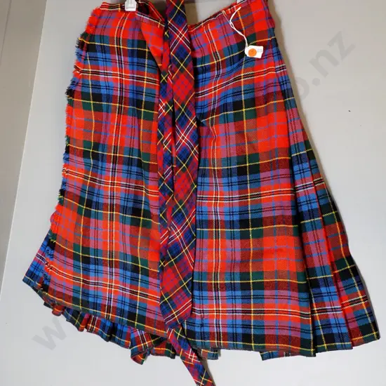 kilt and matching neck-tie - kilt is L-550. Some wear to leather traps