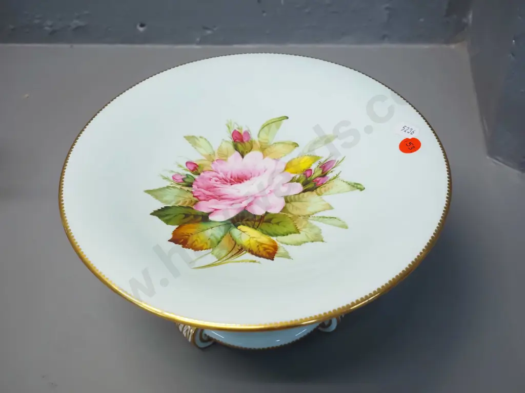 Royal Worcester hand-painted floral pattern comport dish H-125 D-240 Image 1++
