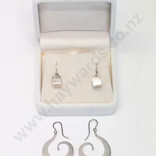 2 pairs silver earrings stamped 925