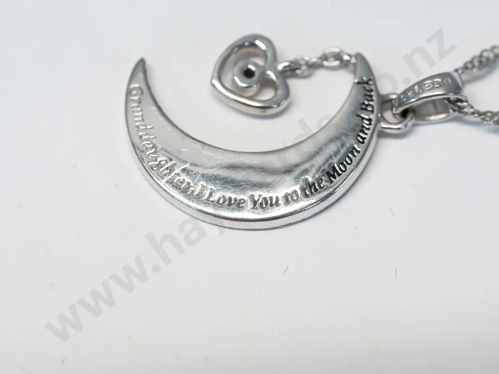 silver crescent moon necklace all stamped 925 Image 1++
