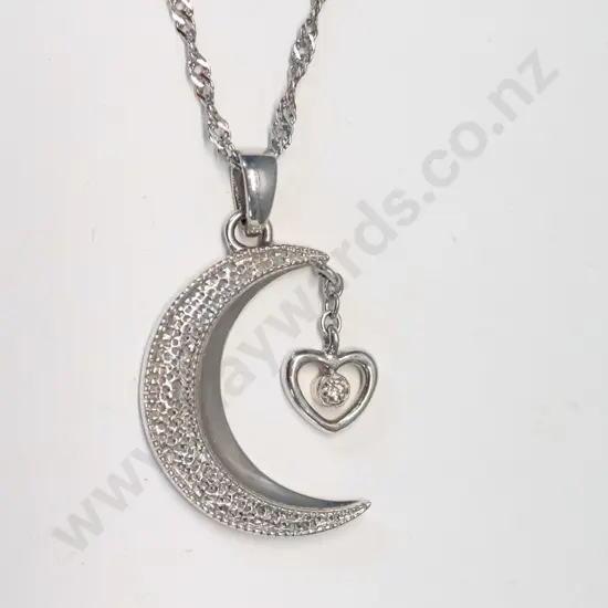 silver crescent moon necklace all stamped 925