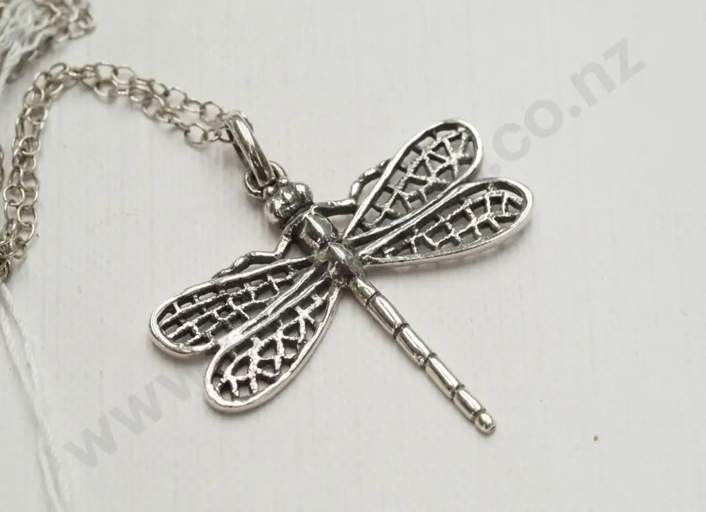 silver dragonfly necklace - all stamped 925 Image 1++