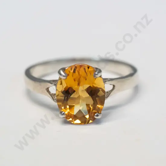 silver amber ring stamped 925