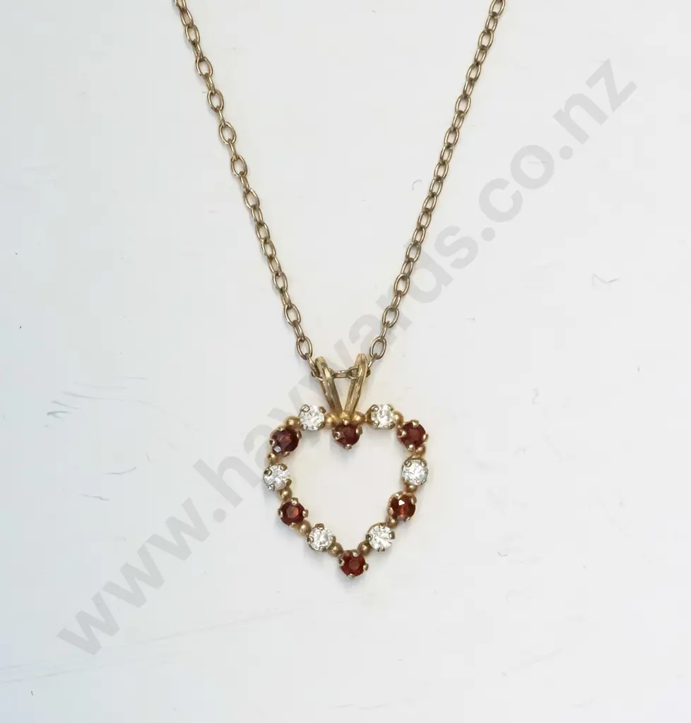 ruby cz necklace chain stamped sterling Image 1++