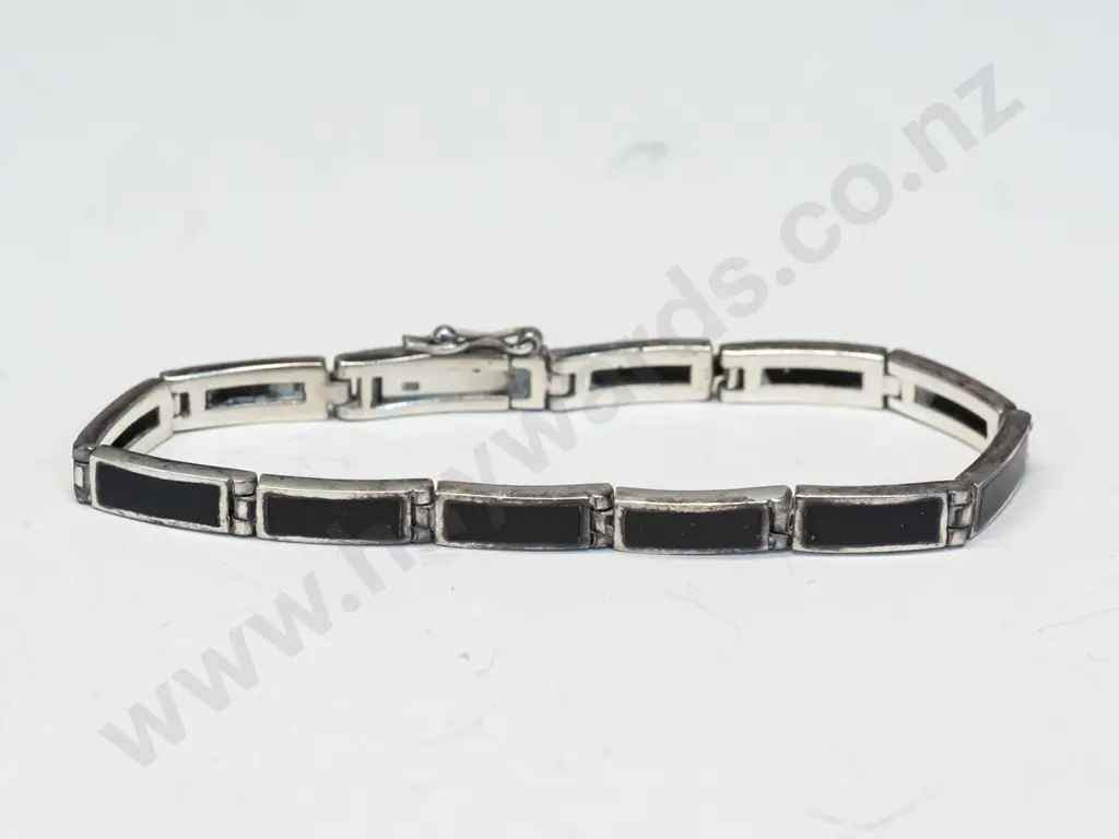 silver onyx bracelet stamped 925 Image 1++