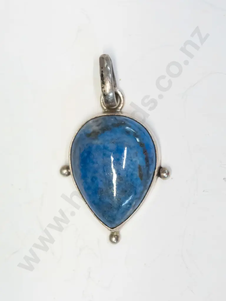 silver blue stone pendant stamped 925 no chain Image 1++