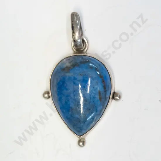 silver blue stone pendant stamped 925 no chain