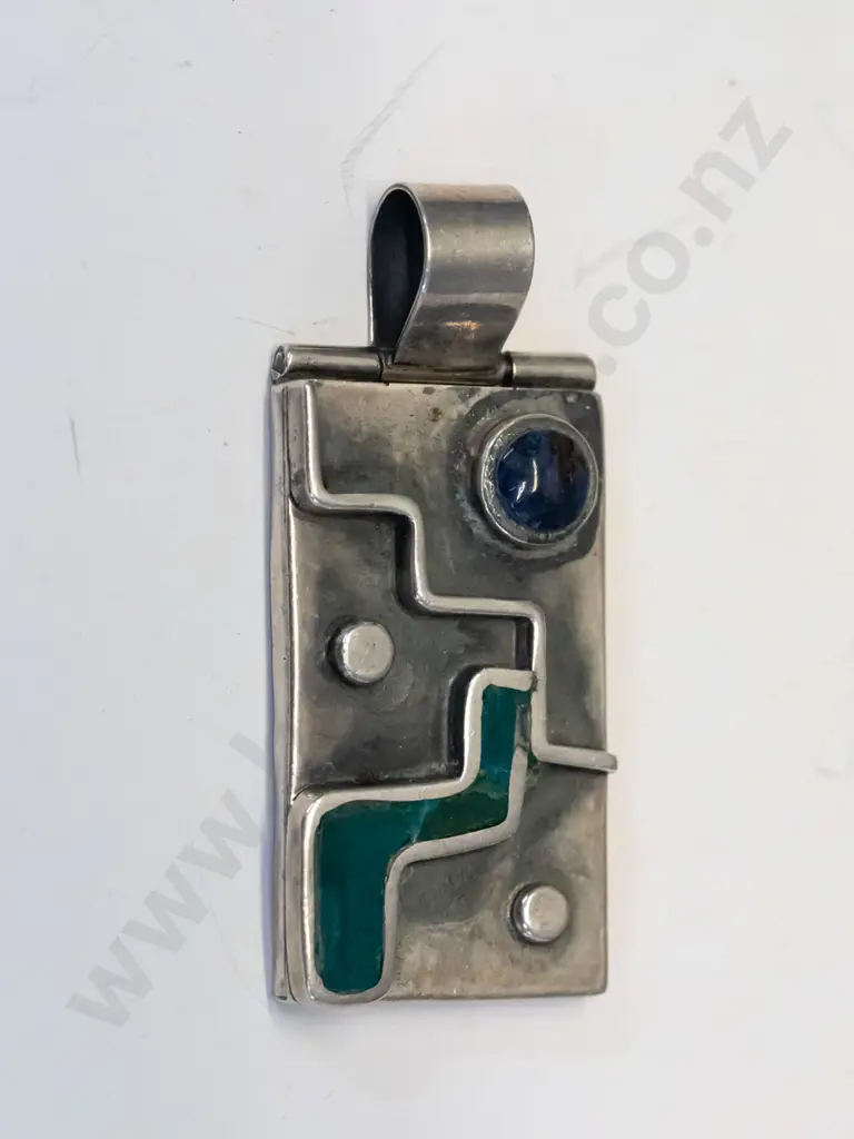 silver modernist pendant stamped 950 no chain Image 1++