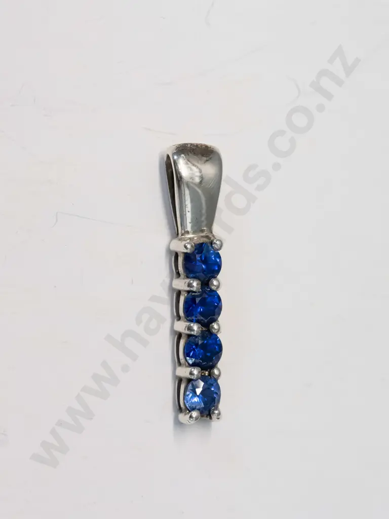 silver sapphire necklace stamped stg no chain Image 1++