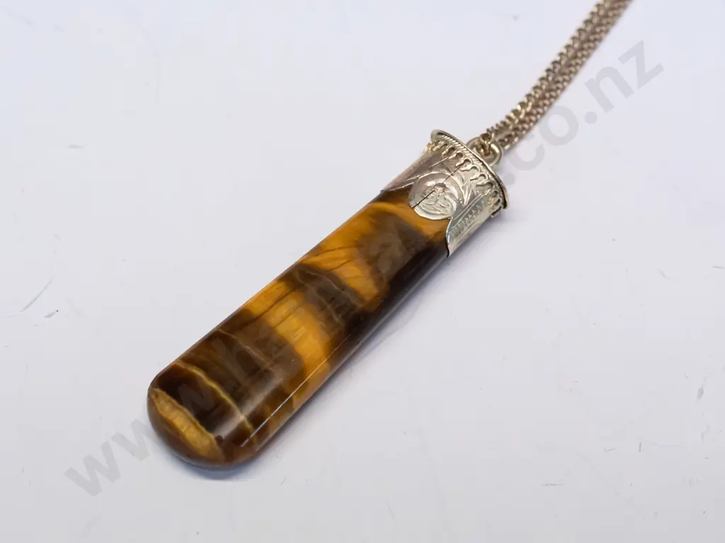 tiger's eye necklace - stamped 9C Image 1++