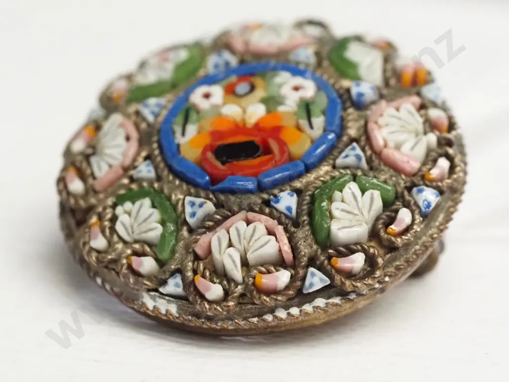mosaic brooch stamped made in Italy Image 1++