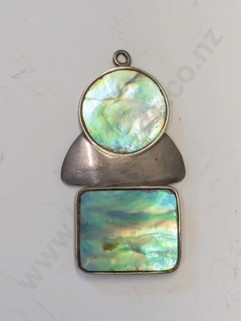 paua shell silver pendant stamped 925 no chain Image 1++