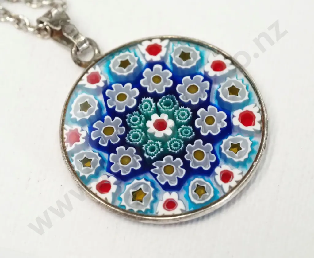 silver murano necklace stamped 925 chain not marked Image 1++
