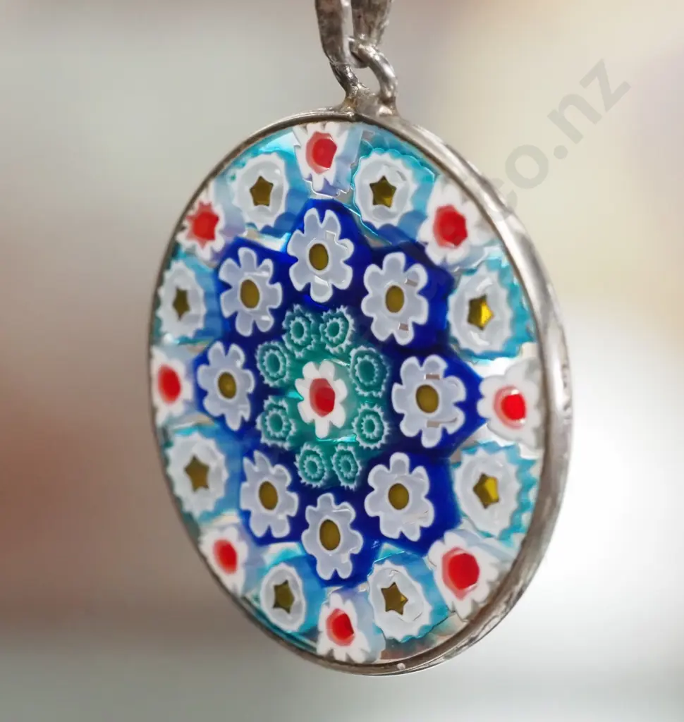 silver murano necklace stamped 925 chain not marked Image 1++
